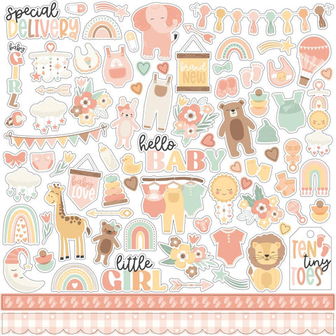 Our Baby (Girl) - Echo Park - Cardstock Stickers 12"X12" - Elements