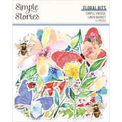 Simple Vintage Linen Market - Simple Stories - Bits & Pieces 51/Pkg - Floral