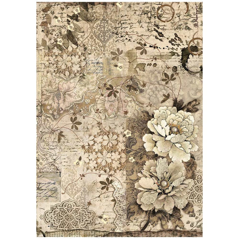 Old Lace - Stamperia - A4 Rice Paper - Flower and Laces (8283)