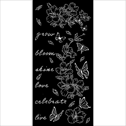 Create Happiness Secret Diary - Stamperia - Thick Stencil 4.8"x 10" - Flowers & Butterfly (4285)