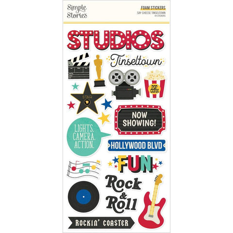 Say Cheese Tinseltown - Simple Stories - Foam Stickers 44/Pkg