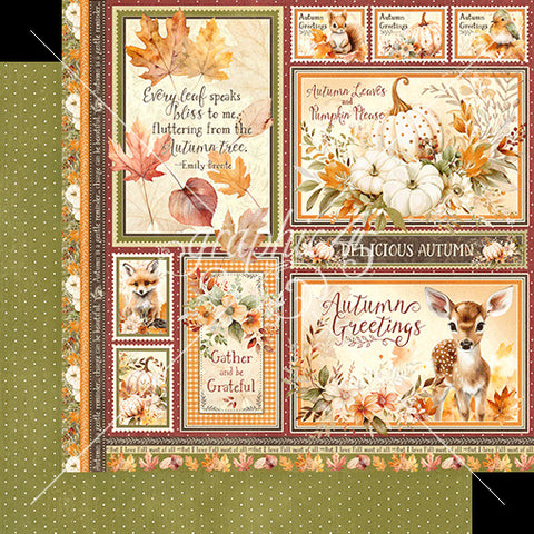 Autumn Greetings - Graphic 45 - Double-Sided Cardstock 12"X12" - Autumn Greetings (6229)