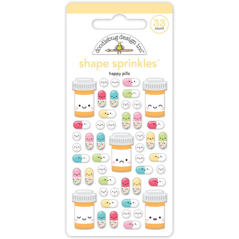 Happy Healing - Doodlebug  - Sprinkles Adhesive Enamel Shapes - Happy Pills