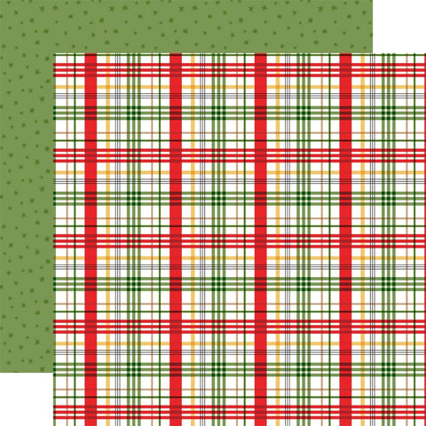 Winnie The Pooh Christmas - Echo Park - Double-Sided Cardstock 12"X12" - Holiday Plaid