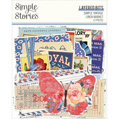 Simple Vintage Linen Market - Simple Stories - Bits & Pieces 13/Pkg - Layered (1626)