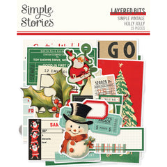 Simple Vintage Holly Jolly - Simple Stories - Bits & Pieces 15/pkg - Layered