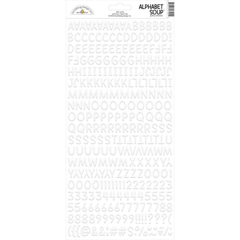 Alphabet Soup - Doodlebug - 6"x12" Puffy Alpha Stickers - Lily White