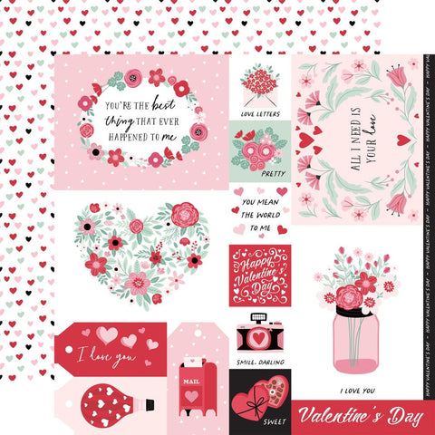 Valentine's Day - Echo Park - Double-Sided Cardstock 12"X12" - Multi Journaling Cards