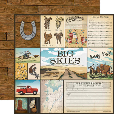 Cowboys - Carta Bella - Double-Sided Cardstock 12"X12" - Multi Journaling Cards