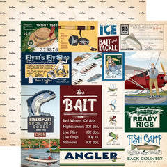 Gone Fishing - Carta Bella - Double-Sided Cardstock 12"X12" - Multi Journaling Cards