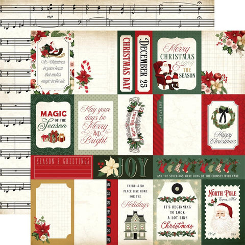 A Vintage Christmas  - Carta Bella - Double-Sided Cardstock 12"X12" - Multi Journaling Cards