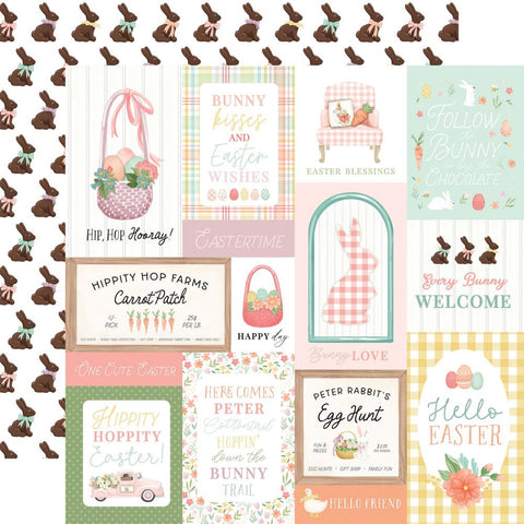 Here Comes Easter - Carta Bella - Double-Sided Cardstock 12"X12" - Multi Journaling Cards