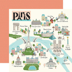 Paris - Carta Bella - Double-Sided Cardstock 12"X12" - Paris Map