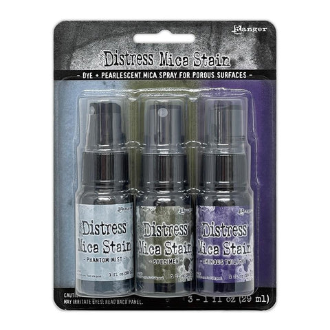 Tim Holtz - Distress Mica Stain Set (2023) -  Halloween Set #6 (Phantom Mist, Specimen and Ominous Twilight) (4334)