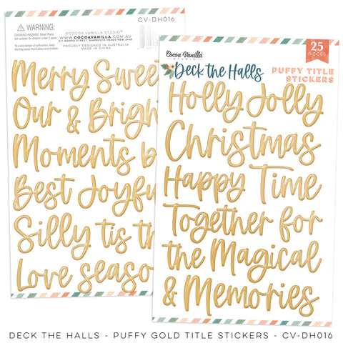 Deck The Halls - Cocoa Vanilla - Puffy Title Stickers (0995)