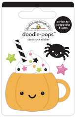 Hey Pumpkin - Doodlebug - Doodle-pops 3D Cardstock Sticker - Pumpkin Latte (5701)