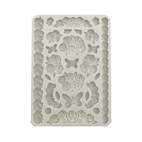 Shabby Rose - Stamperia - A5 Silicone Mould - Roses and Butterfly (4896)