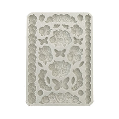 Shabby Rose - Stamperia - A5 Silicone Mould - Roses and Butterfly (4896)