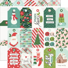 Santa's Village - Simple Stories - Double-Sided Cardstock 12"X12" - Tags Elements (2876)