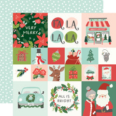 Santa's Village - Simple Stories - Double-Sided Cardstock 12"X12" - 2x2/4x4 Elements (2906)