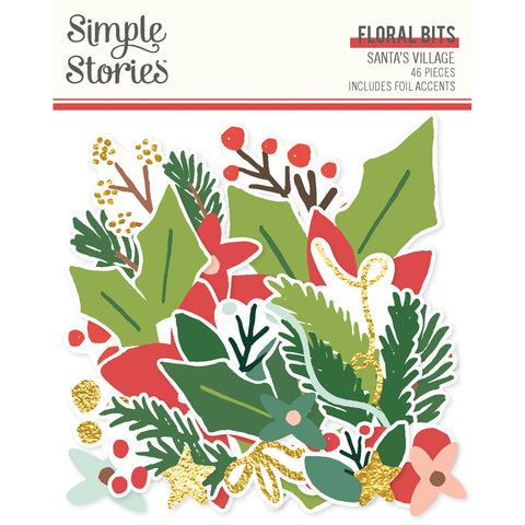 Santa's Village - Simple Stories - Bits & Pieces 46/Pkg - Floral (2975)