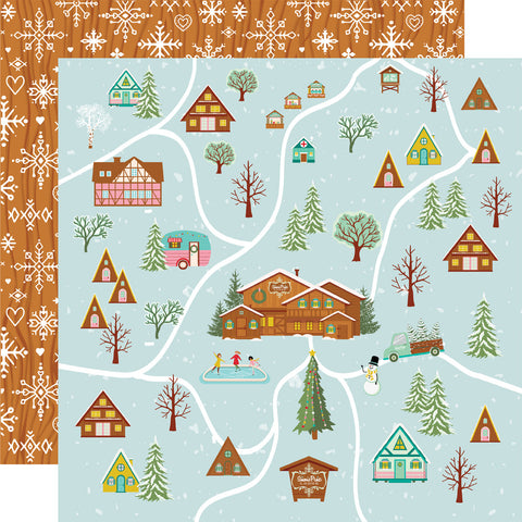 Snow Pine Lodge - Simple Stories - Double-Sided Cardstock 12"X12" - Snowflake Wishes (3170)