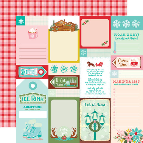 Snow Pine Lodge - Simple Stories - Double-Sided Cardstock 12"X12" - Journal Elements (3194)