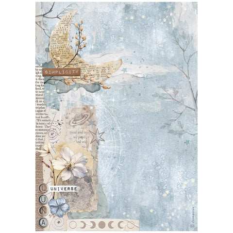 Create Happiness Secret Diary - Stamperia - A4 Rice Paper - Moon (3912)