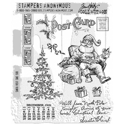 Tim Holtz - Cling Stamps 7"X8.5" - Santa Visit