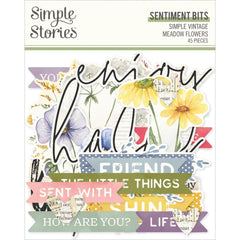 Simple Vintage Meadow Flowers - Simple Stories - Bits & Pieces 45/Pkg - Sentiment