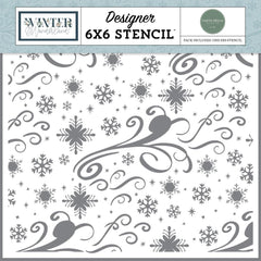 Winter Wonderland - Carta Bella - Stencil 6"X6" - Snowflakes And Swirls