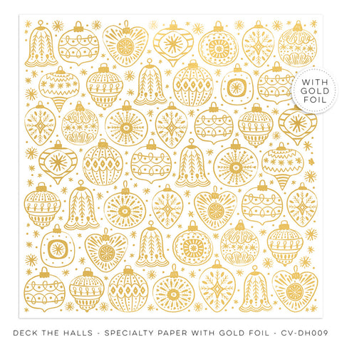 Deck The Halls - Cocoa Vanilla - 12"x12" Specialty Paper with Gold Foil (0926)