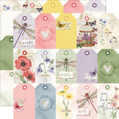 Simple Vintage Meadow Flowers - Simple Stories - Double-Sided Cardstock 12"X12" - Tag Elements