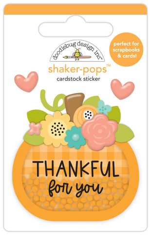 Farmhouse - Doodlebug Designs - Shaker-pops Cardstock Sticker - Thankful For You