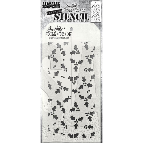 Tim Holtz - Layered Stencil 4.125"X8.5" - Tiny Holly (9237)