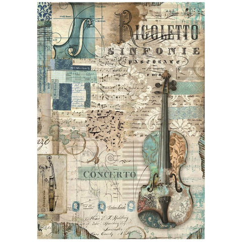 Music - Stamperia - A4 Rice Paper - Violin (8849)