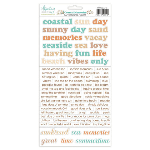 Coastal Memories - Mintay Papers - 6X12 Paper Stickers - Words (0515)