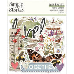 Simple Vintage Meadow Flowers - Simple Stories - Bits & Pieces 51/Pkg