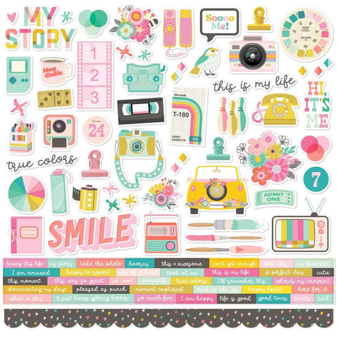 True Colors - Simple Stories - Cardstock Stickers 12"x12" - Combo