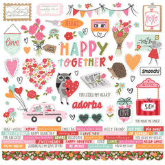 Heartstrings - Simple Stories - 12"X12" Cardstock Stickers - Combo