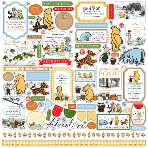 The House at Pooh Corner - Echo Park - 12"x12" Cardstock Sticker Sheet - Elements