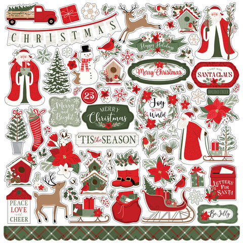 Christmas Time - Echo Park - 12"x12" Cardstock Sticker Sheet - Elements