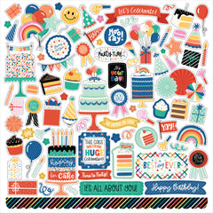 Hip Hip Hooray - Echo Park - Cardstock Sticker Sheet - Elements