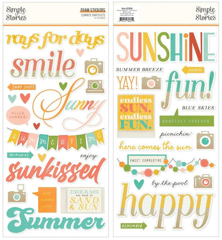 Summer Snapshots - Simple Stories - Foam Stickers 41/pkg