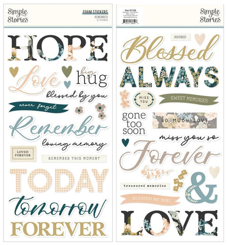 Remember - Simple Stories - Foam Stickers 51/Pkg