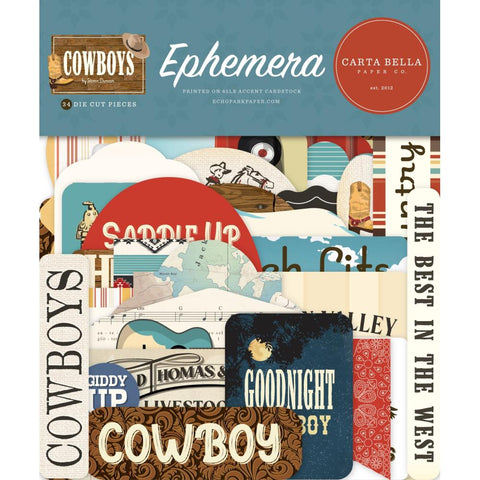 Cowboys - Carta Bella - Cardstock Ephemera 33/Pkg - Icons