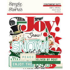 Simple Vintage Holly Jolly - Simple Stories - Bits & Pieces 55/pkg - Sentiment