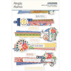 Simple Vintage Linen Market - Simple Stories - Sticker Book 12/Sheets