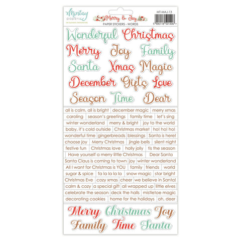 Merry & Joy - Mintay Papers - 6"x12" Paper Stickers - Words