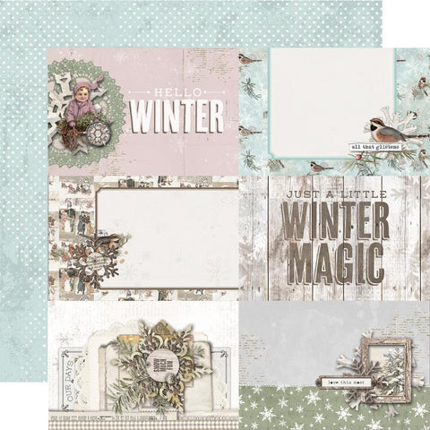 Simple Vintage Winter Woods - Simple Stories - Double-Sided Cardstock 12"X12" -  4"X6" Elements